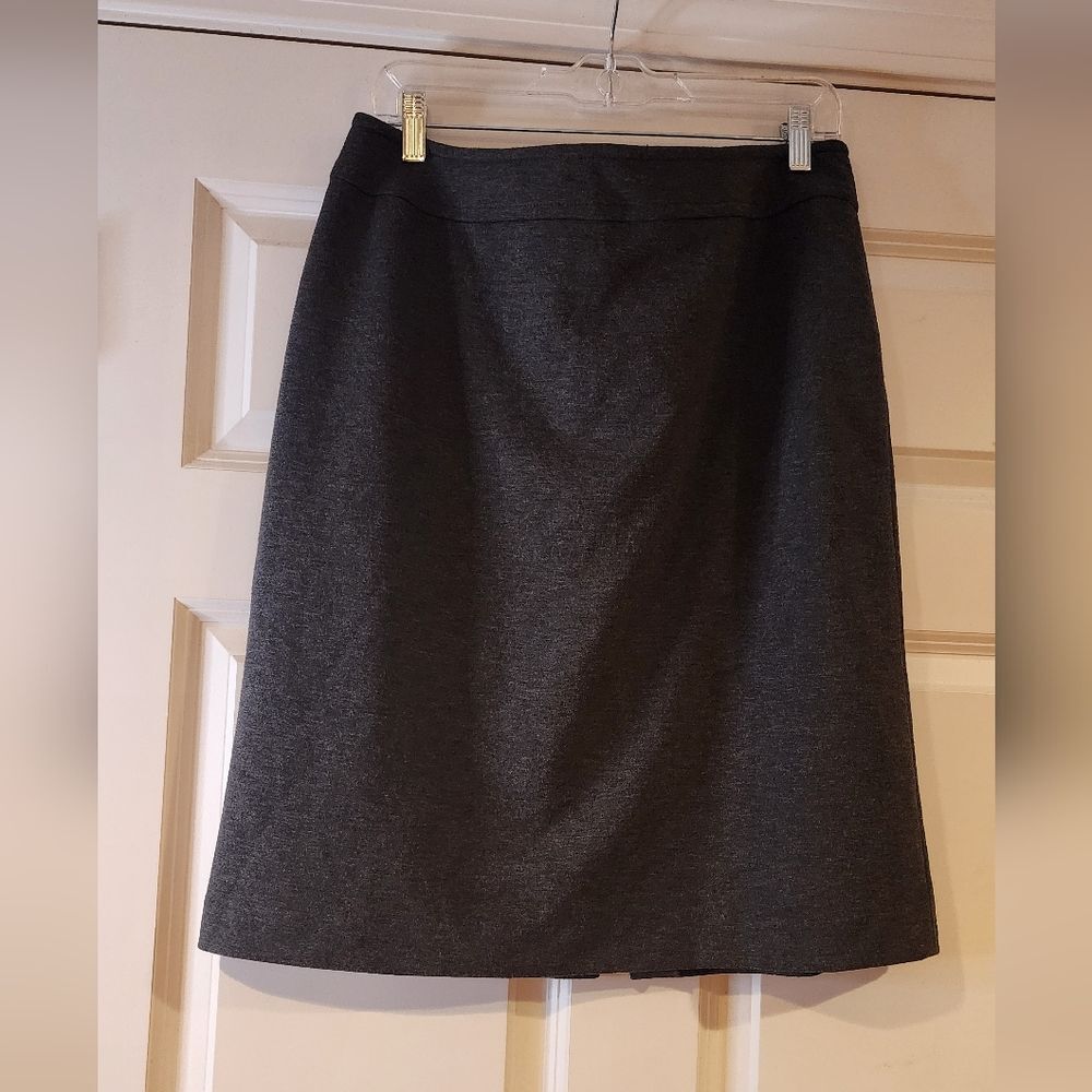 Gray lined knee length zip back dress skirt 12